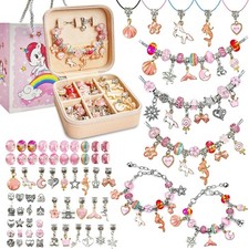 DIY Charm Bracelet Making Kit - 162 Pcs Kids Jewelry Making Kit for Girls 4-1...