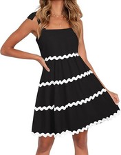 *NEW* Women's Summer Swing Mini Dress ~ Spaghetti Straps ~ Black ~ Small