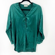 VICTORIA'S SECRET VINTAGE GOLD LABEL GREEN SILKY SLEEP SHIRT SIZE SMALL