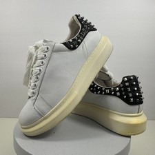 Steve Madden Glance White Leather Studded Platform Sneakers Womens 8.5