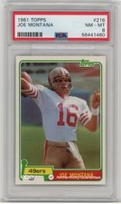 1981 TOPPS #216 JOE MONTANA ROOKIE Card RC PSA 8 CENTERED!