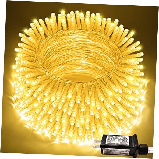 200 LED Connectable String Lights with Clear Wire for Indoor Outdoor Warm White Glow
