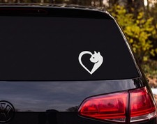 Cat Dog Heart Silhouette Vinyl Decal Sticker Car Laptop Pet Lover Gift