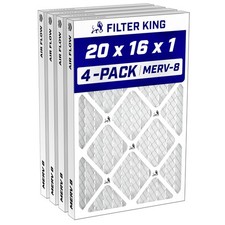 Filter King 20x16x1 Air Filter MERV 8, AC Furnace Filters 4-Pack