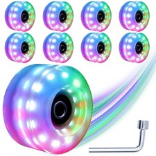8 Pack Roller Skate Wheels with Bearings Installed Quad Light Up Wheels for D...