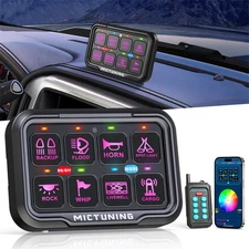 MICTUNING P8Y 8 Gang RGB Switch Panel LED Circuit Toggle Switch Relay System App