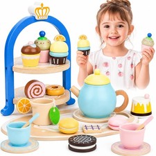 Wooden Tea Sets for Toddlers 3 , Princess Tea Party Set for Little Girls with...