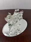 Crystal Or Glass Signed Figurine Soda Bar W/ Two Children Sitting Sharing Soda — photo 4
