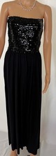 Black Sequin Bandeau Neckline -Strapless Jumpsuit Party, Cocktail, Wedding Large