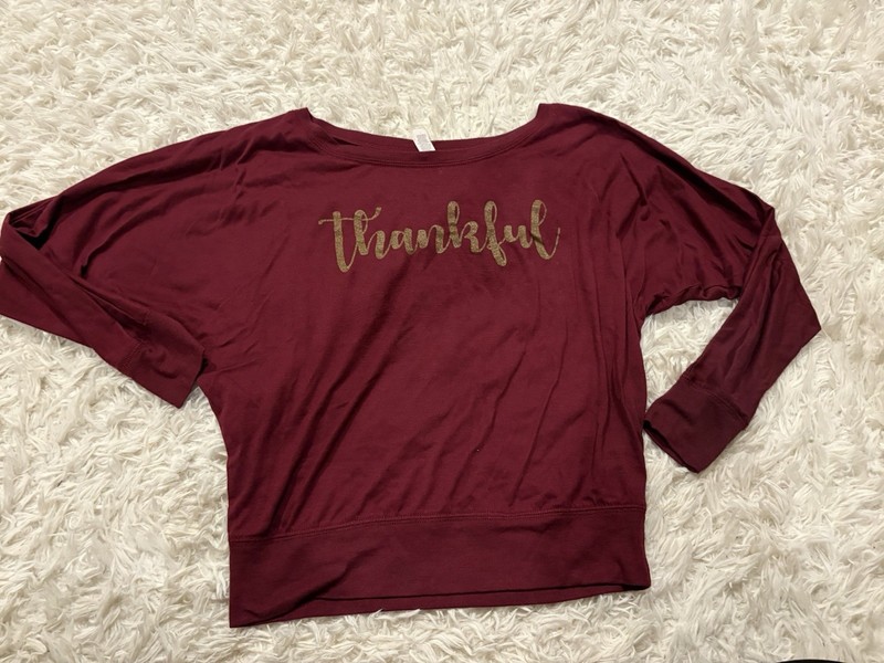 Burgundy Thankful Shirt - size medium