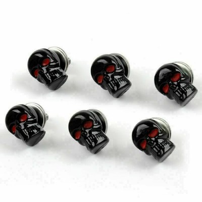 6x Universal Motorcycle Black Skull License Number Plate Frame Screw Bolt EJ S2