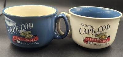 Large Mugs/Bowls ''Cuffy's of Cape Cod'' Set of 2, 20oz Clam Chowder/Soup Bowl