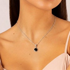 Genuine Whitby Jet and Sterling Silver pendant Handmade in Whitby.