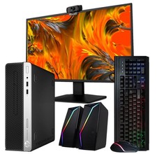 HP SFF PC Intel i5-8 16GB 500GB SSD 24" LCD RGB Speakers KB M Webcam BT Win 11