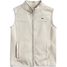 Vineyard Vines Sweater Fleece Vest Girls L 14 Cream Good Full Zip Sleeveless