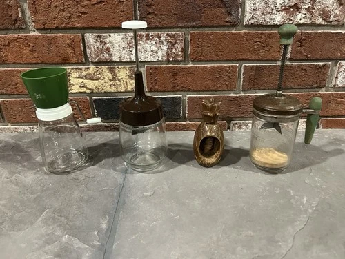 Nut Chopper 4 Piece Lot Vintage Gemco Federal House Antique Pineapple