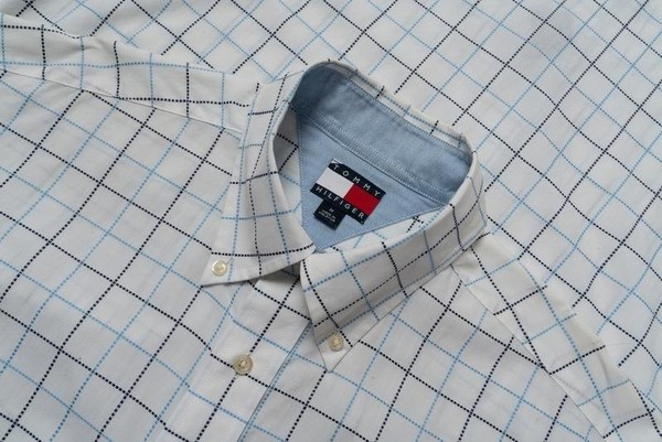 Men Tommy Hilfiger Shirt White Cotton 38 / M / 46 #31OF