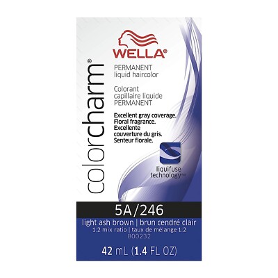 Wella Color Charm Liquid Creme Hair Color #246 Light Ash Brown - 2 PACK