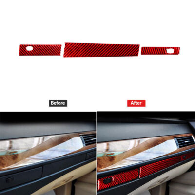 Red Carbon Fiber Co-pilot Watercup Panel Cover Trim For BMW 5 Series E60 2005-11