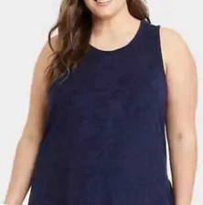 A New Day -Women's Sleeveless Crew Neck Casual Terry Tank Top Navy Blue -2X- NWT