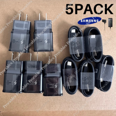 5 Pack Adaptive Fast Wall Charger Lot USB Type C Cable Power Adapter For Samsung