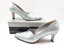 Saatchi Heels Turquoise Silver Metallic Court Slip On Formal Shoes UK 7.5