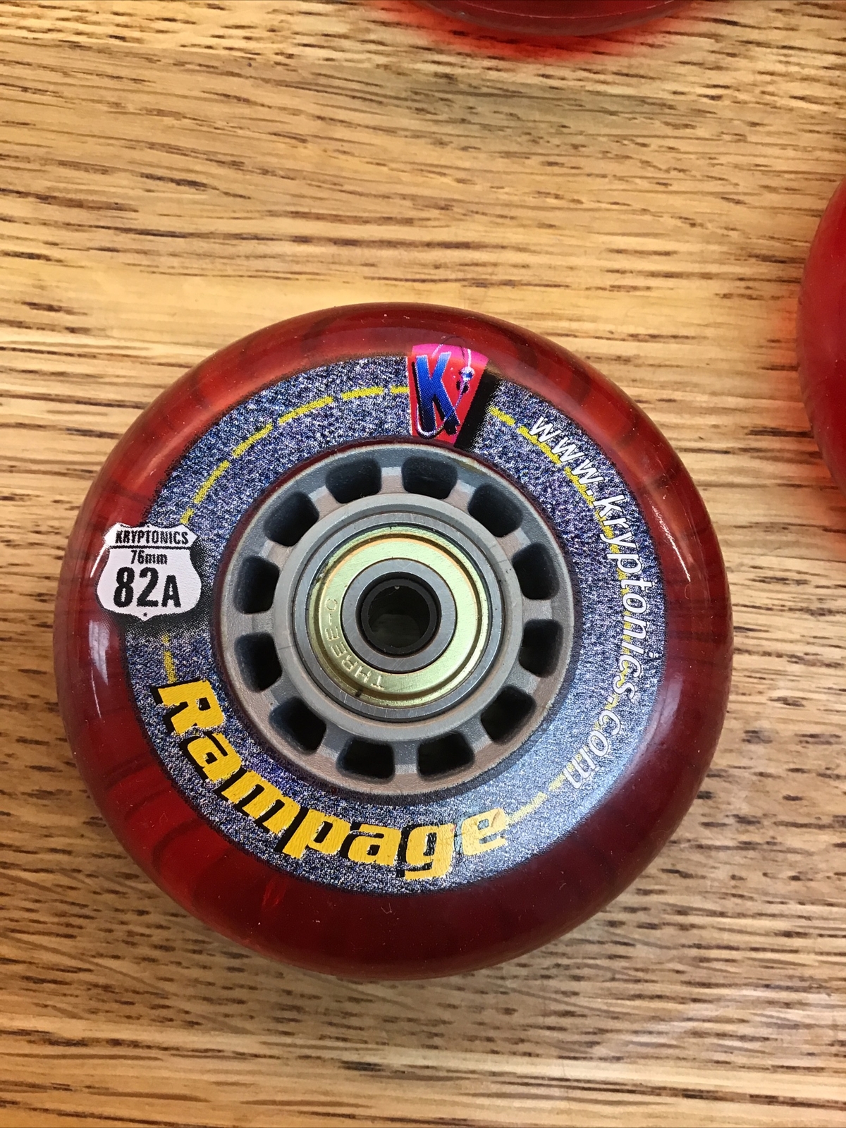 8 Vintage Rollerblade Inline Skates KRYPTONICS 76mm 82A Wheels RED