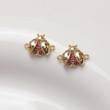 2pcs Red Ladybug Charm,Cubic Zirconia Ladybug Pendant,Animal Insect Charm