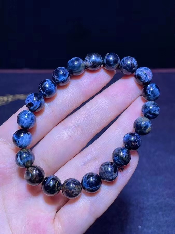 Genuine Natural Pietersite Blue Stone Round Beads Healing Bracelet