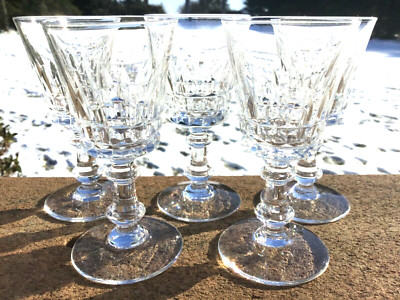 Signed Val Saint Lambert Esneux Pattern Cordials Set 5 Cut 3 7/8  Tall Belgium