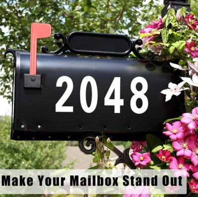 SET OF 2 Custom Mailbox Numbers Vinyl Decals / Stickers - Choose Size & Color