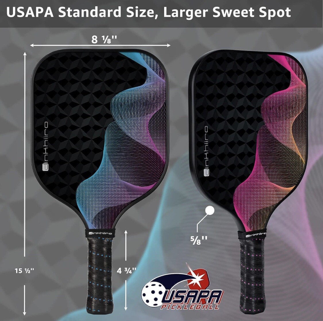 Dinkhiiro Pickleball Set with 4 Fiberglass Paddles, Balls, Pouch w