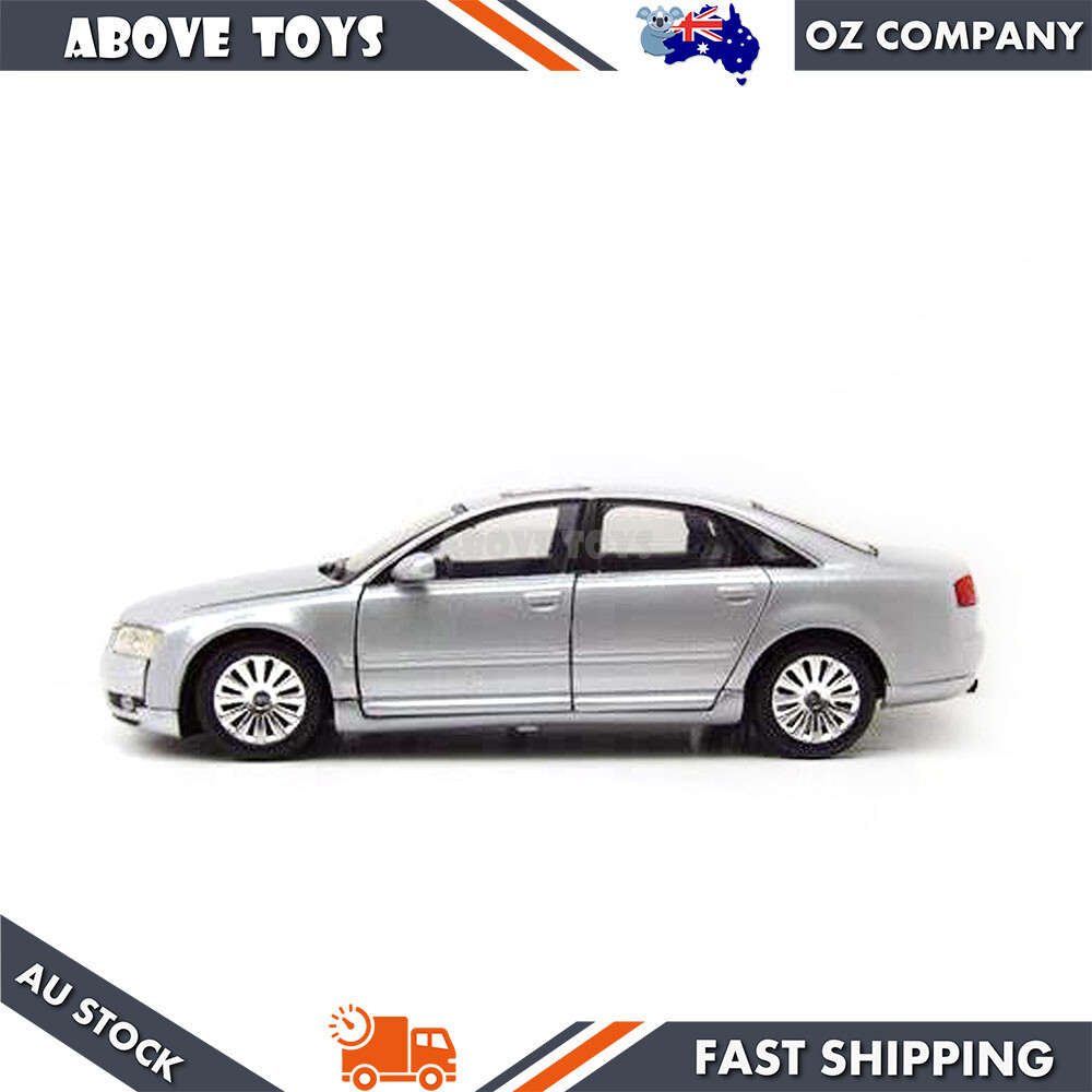 Motormax 1:18 Scale 2004 Audi A8 Silver Diecast Model Car Toy