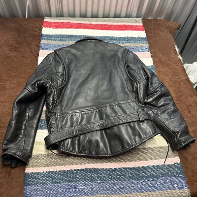 Vintage Iron Rider Biker Motorcycle Jacket Men 48 Leather YKK