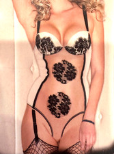 Light Pink Teddy with Black lace detail Sheer center with Padded cups