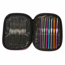 22pcs Aluminum Crochet Hooks Needles Knit Set Multi-color Weave Craft With Case