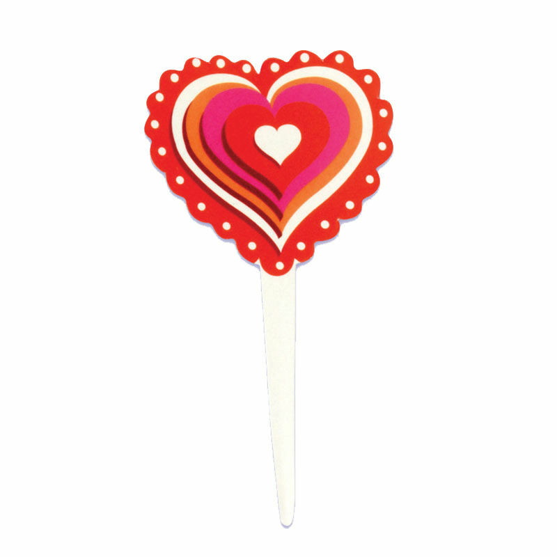 Heart Cupcake Toppers Valentine’s Party Food Picks Buffet Decor Pack of 9