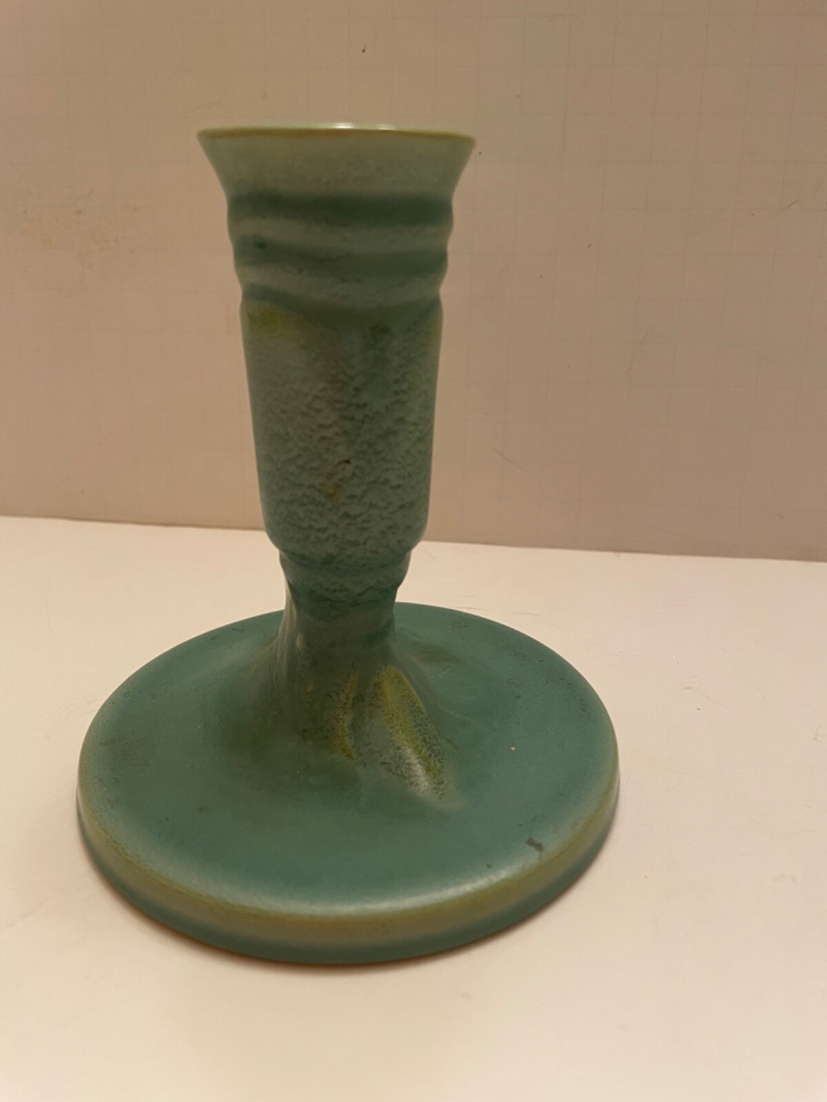 Vintage Roseville Pottery Velmoss 1100 Candlestick Green Early Arts