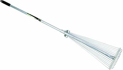Garden Rake for Leaves Cleaning Adjustable Handle Rust Free15 Flexible ...