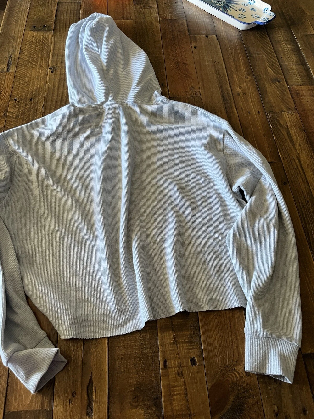 UNDERCOVER Top con cappuccio Victorias Secret rosa tessuto waffle grigio