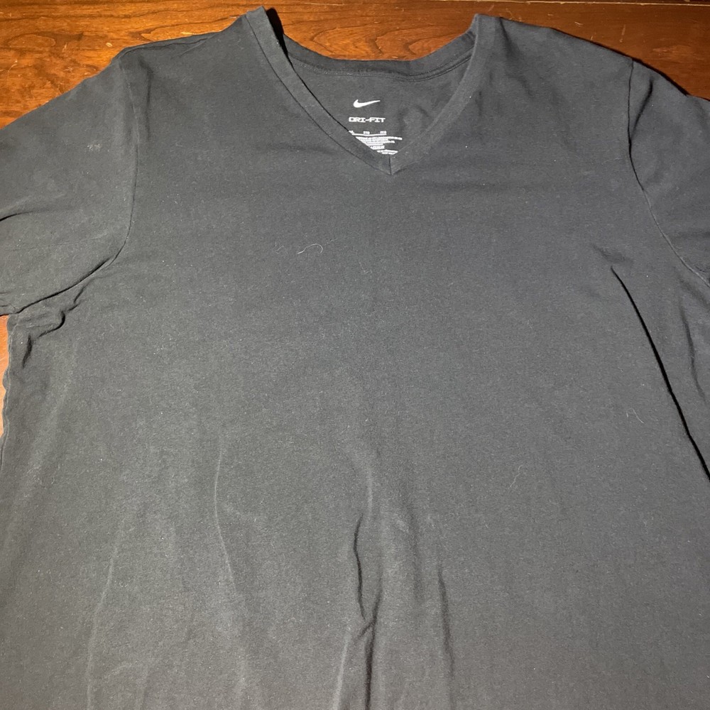 Nike Dri-Fit 2XL Black V Neck Button Baseball Athletic Men’s T-Shirt