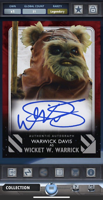 Topps Star Wars Digital Card Trader Signatures Wicket W. Warrick LEGENDARY 31cc!
