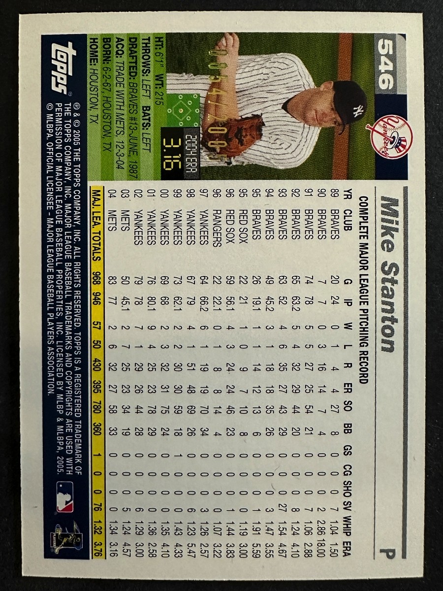 Mike Stanton 2005 Topps Baseball Gold New York Yankees #546 | eBay