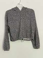 Old Navy Girls Cropped Hoodie Sweatshirt Animal Print Size XL 14-16