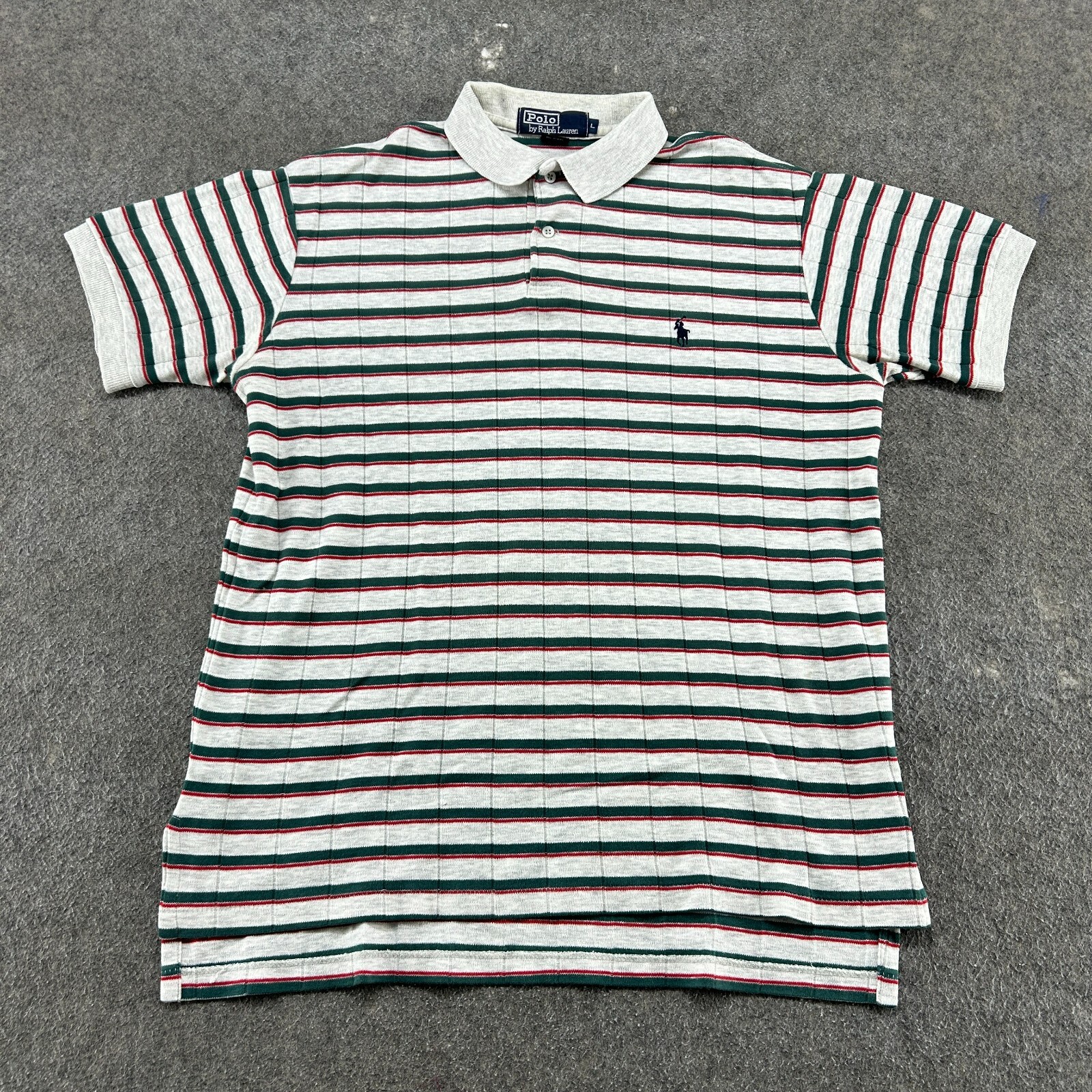 VINTAGE Polo Ralph Lauren camicia uomo L bianco verde rosso righe cotone pony anni 90