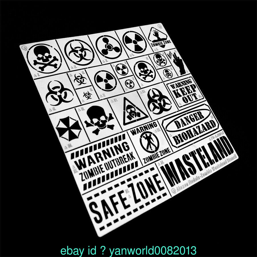 Wasteland/Zombie/Bio hazard Warning Leakage Spray Stencil Template Airbrush Tool | eBay wasteland-zombie-bio-hazard-warning-leakage-spray-stencil-template-airbrush-tool-ebay