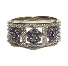 14k white gold .46ct SI1 H diamond sapphire gemstone cluster ring 5.5g 7.25 — photo 3