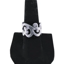 Retired Silpada R1200 925 Sterling Silver US Sz 7.5 Wide Scrollwork Ring 10.22G