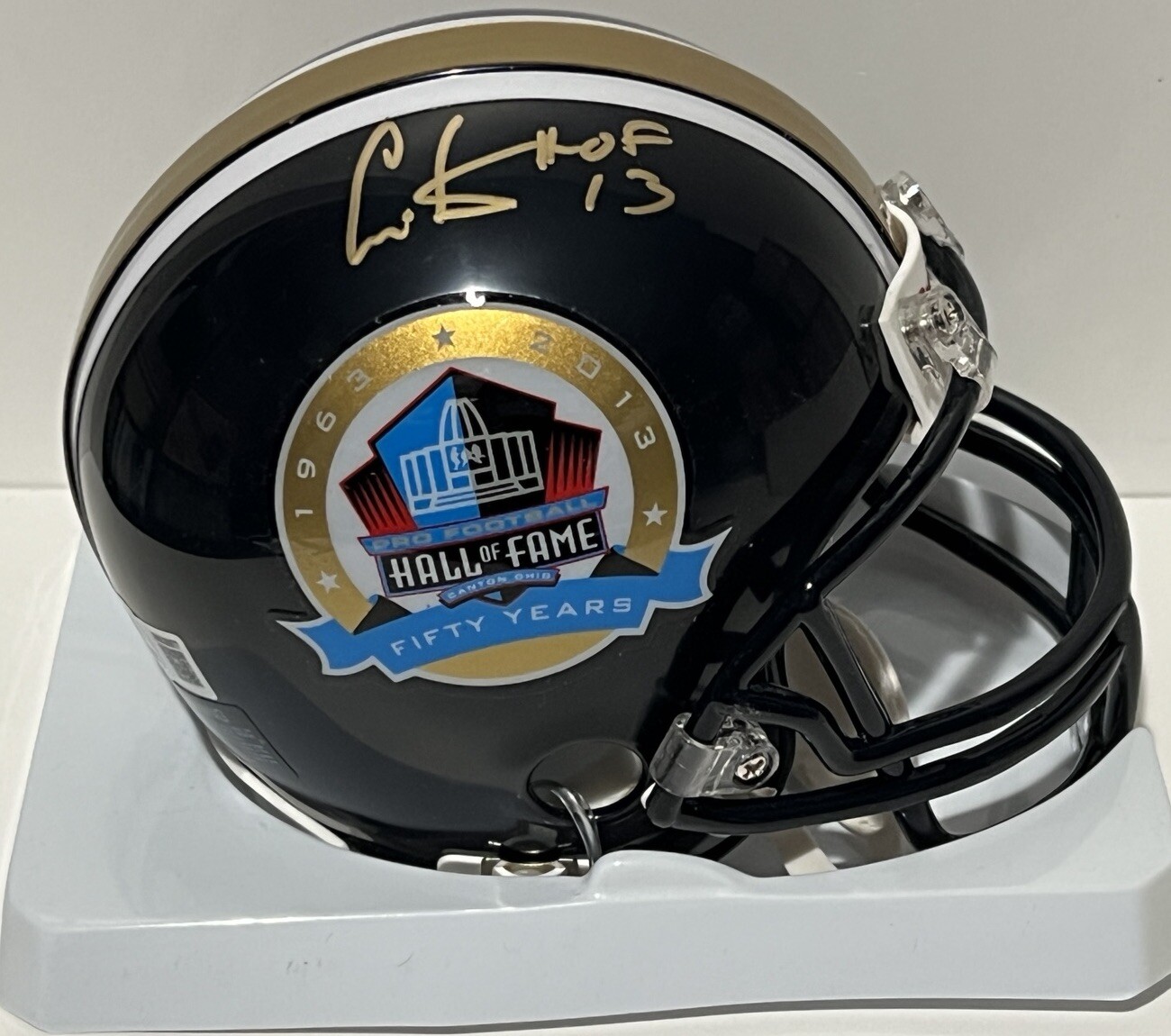 Cris Carter Autographed Signed Minnesota Vikings Auto 2014 Gold 50 Years HOF Mini Helmet BAS 