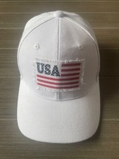 USA Flag Patch Hat Cap Strapback White